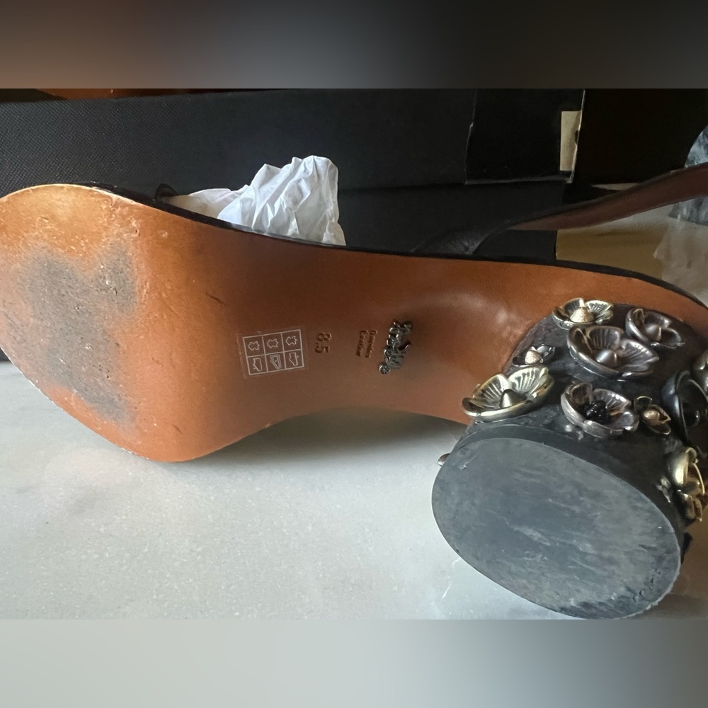 🥀 Coach Tea Rose Black Heels/Sandals - Picture 6 of 16